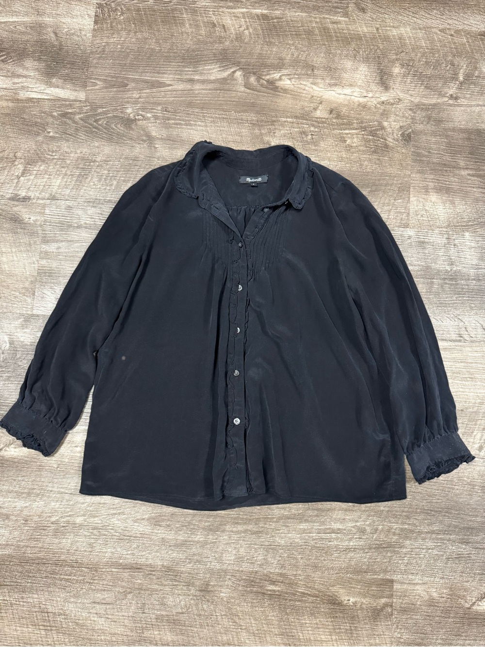 Madewell 100% Silk Black Button Front Shirt Size Small